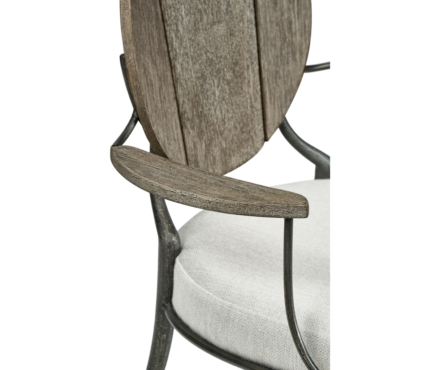 Circle Back Grey & Iron Dining Arm Chair