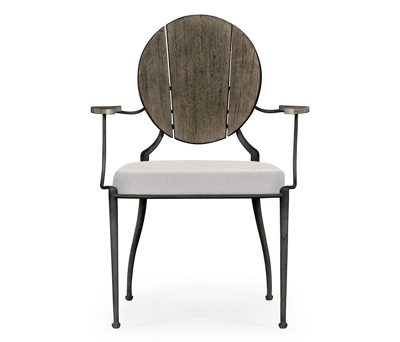 Circle Back Grey & Iron Dining Arm Chair