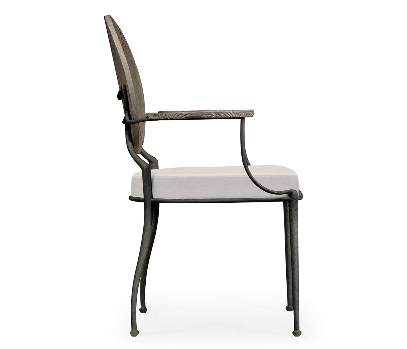 Circle Back Grey & Iron Dining Arm Chair