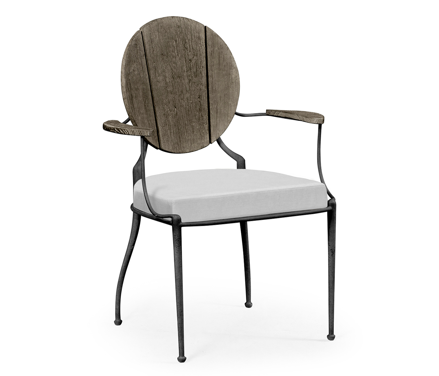 Circle Back Grey & Iron Dining Arm Chair