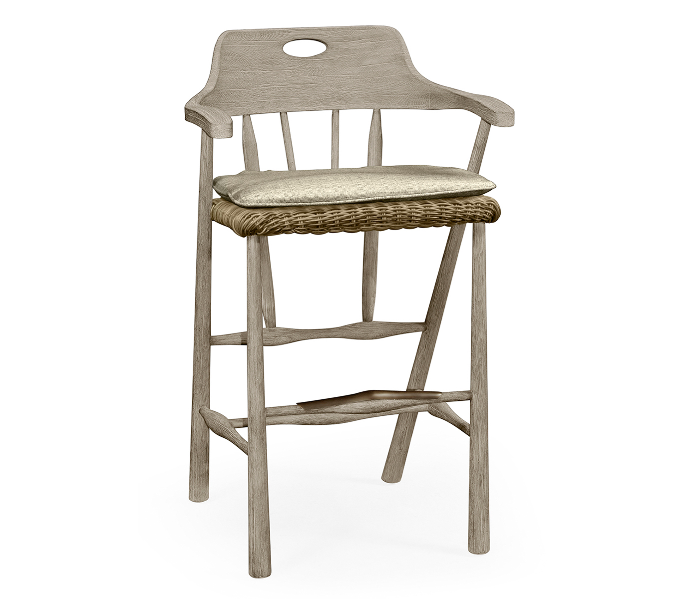 Smokers Style Navajo Sand & Rattan Bar Stool with Cushion