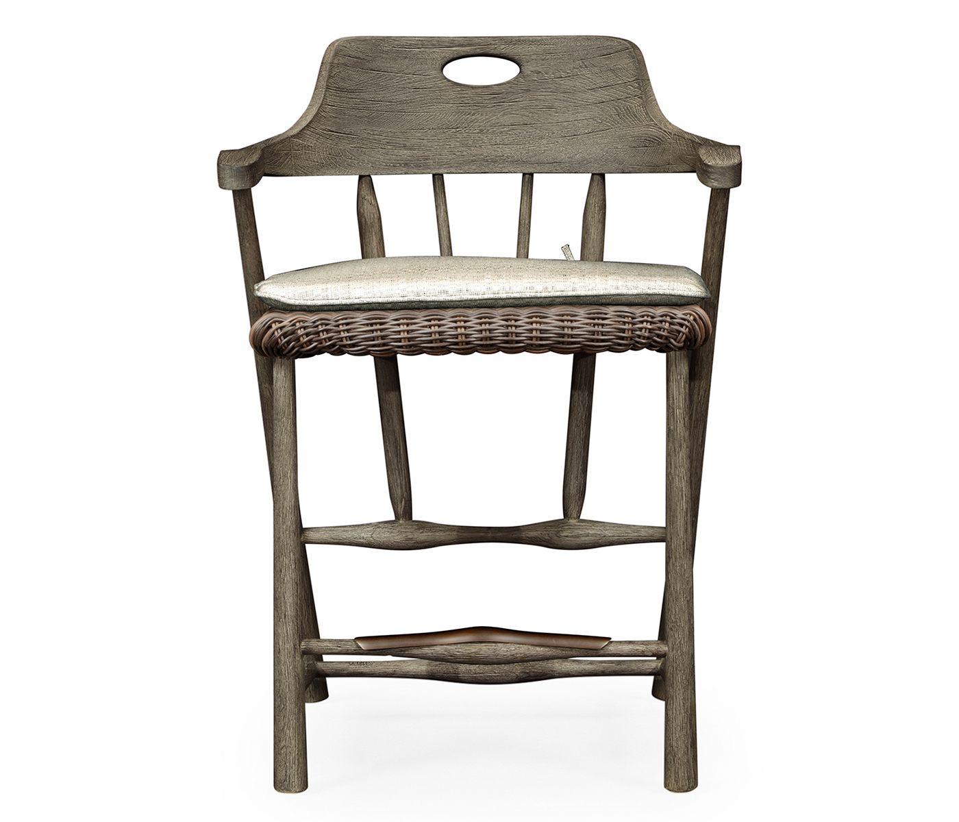 Smokers Style Grey & Rattan Counter Stool with Cushion