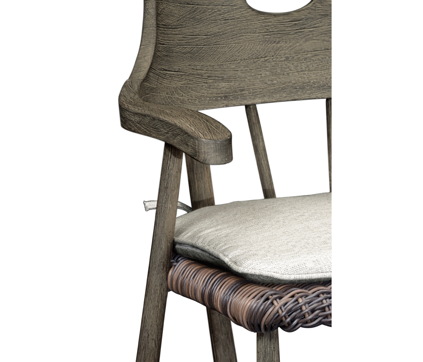 Smokers Style Grey & Rattan Counter Stool with Cushion