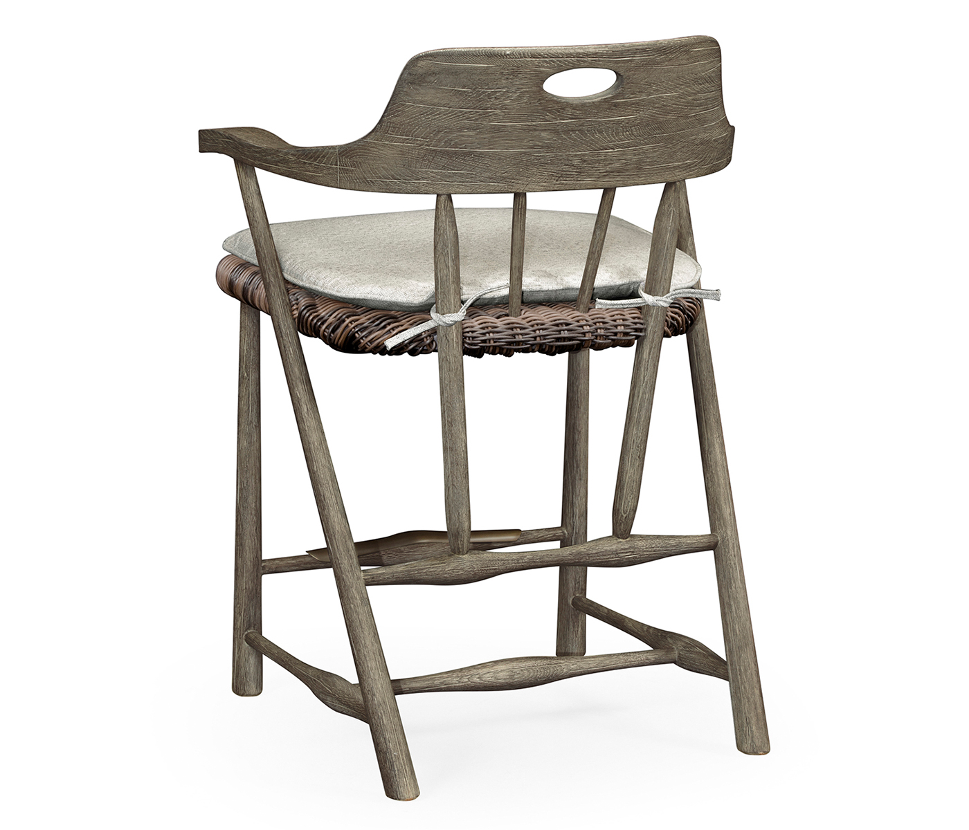 Smokers Style Grey & Rattan Counter Stool with Cushion