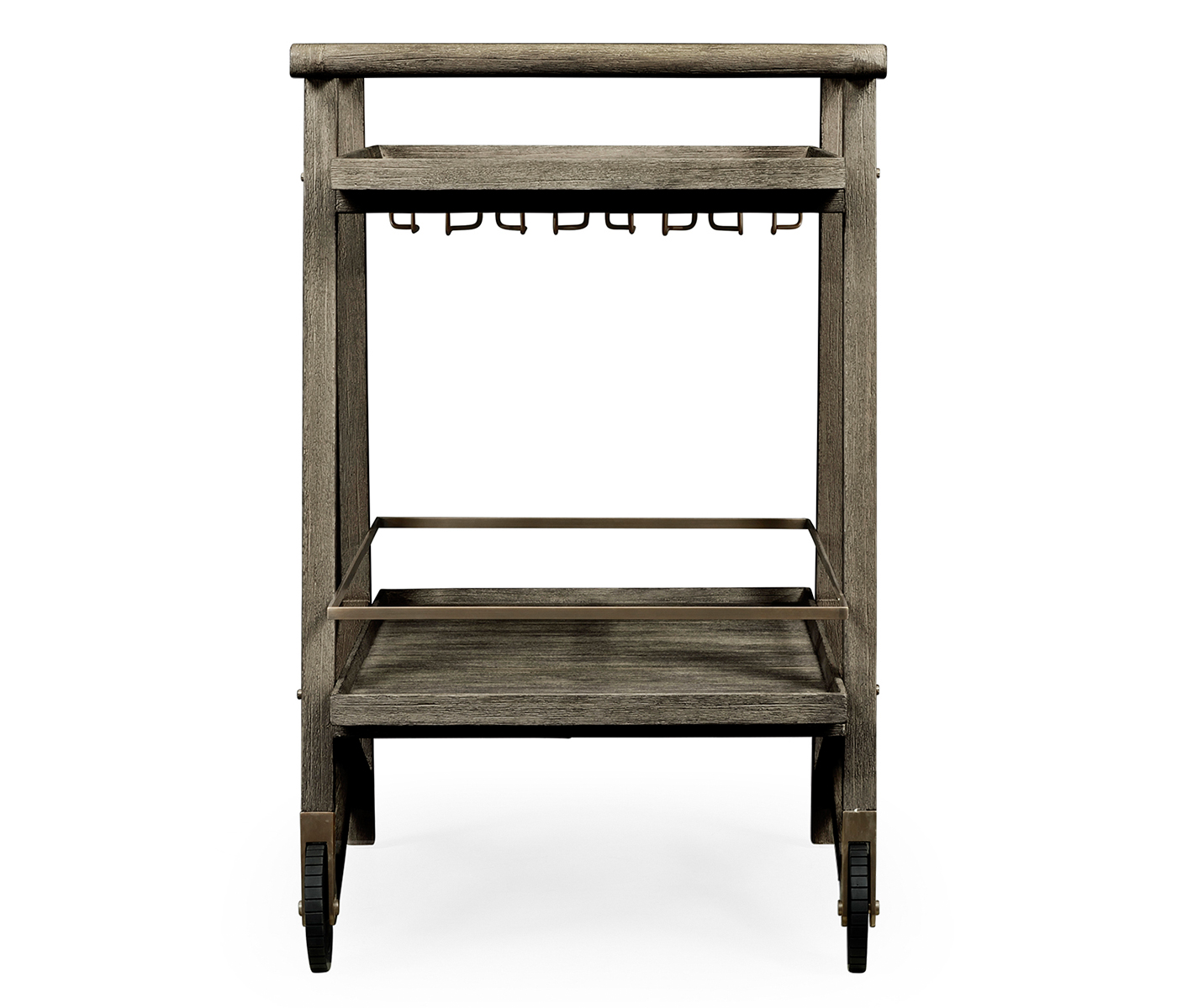 Tiered Grey & Antique Brass Bar Cart with Wheels
