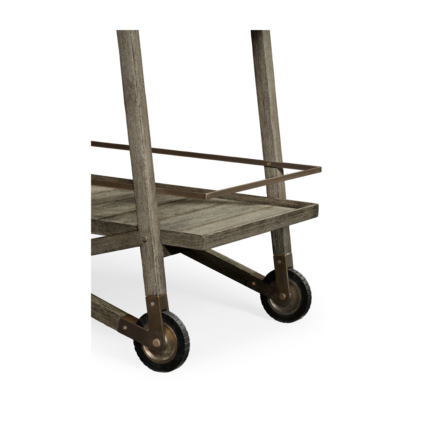 Tiered Grey & Antique Brass Bar Cart with Wheels