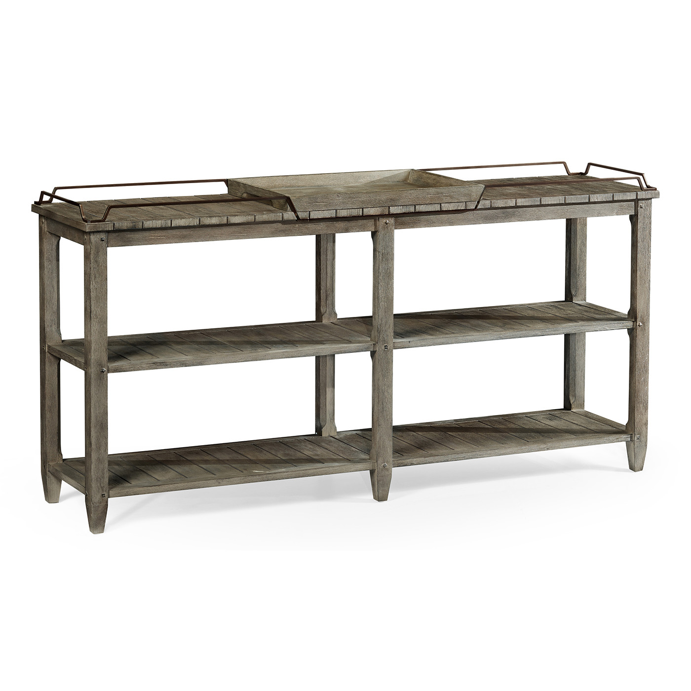 Rectangular Grey & Brass Sideboard with Removable Tray