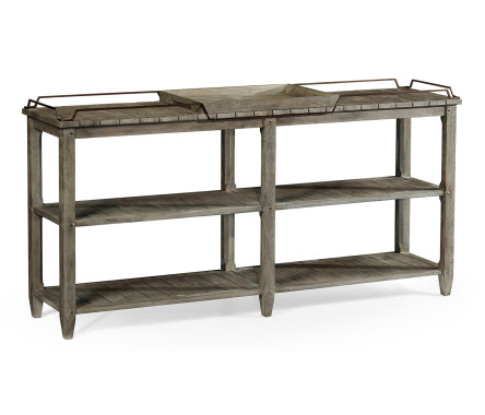 Rectangular Grey & Brass Sideboard with Removable Tray