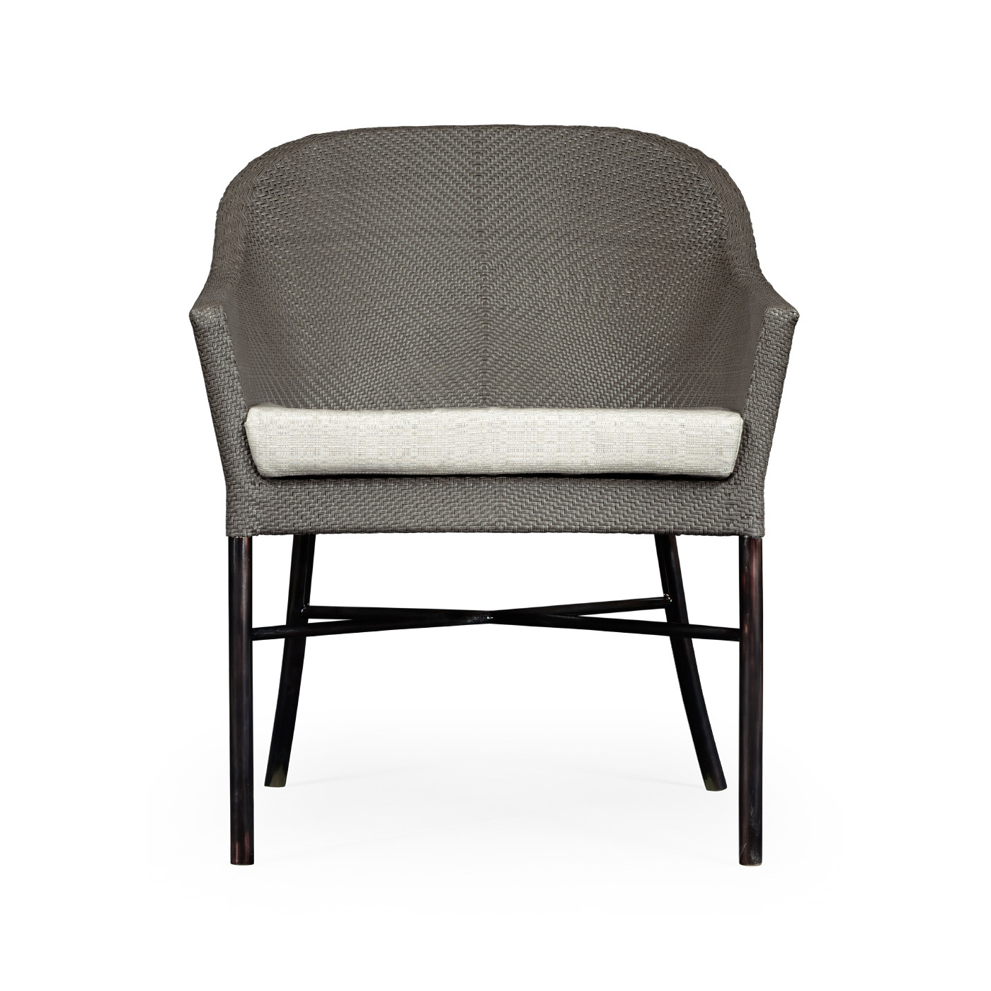 Rounded Back Mocha Steel & Dark Grey Rattan Dining Chair with Cushion