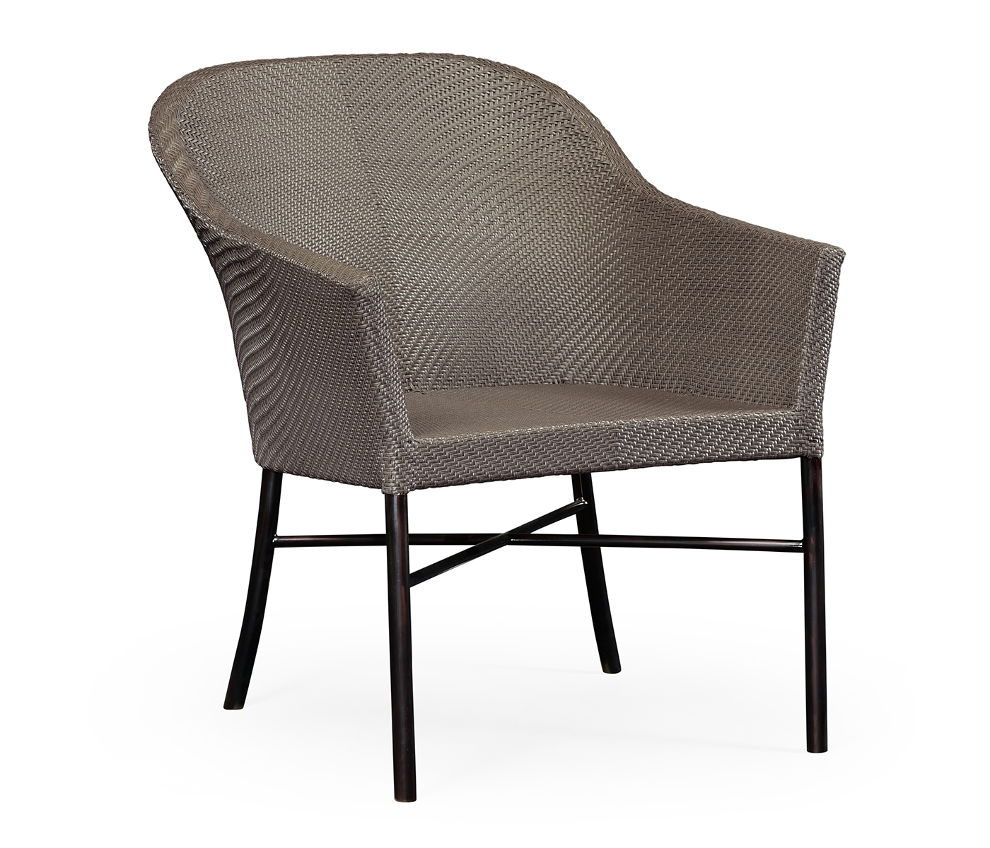 Rounded Back Mocha Steel & Dark Grey Rattan Dining Chair with Cushion