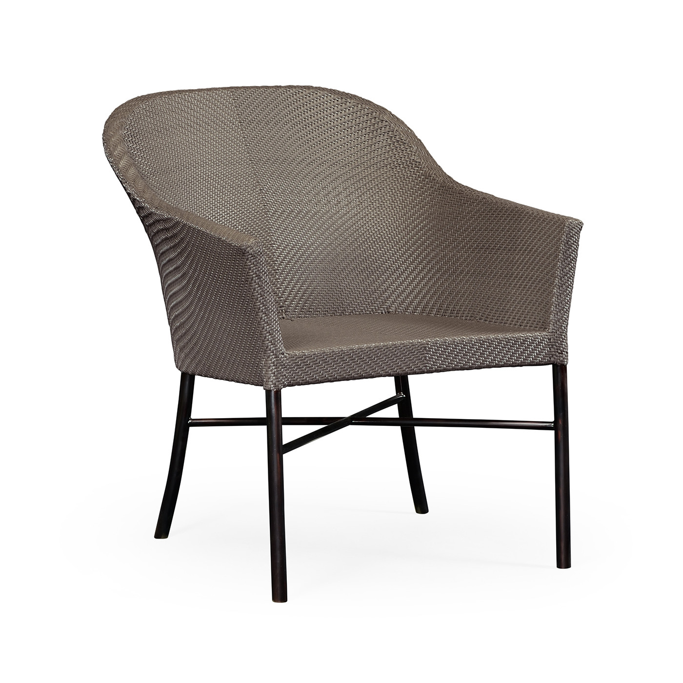 Rounded Back Mocha Steel & Dark Grey Rattan Dining Chair with Cushion