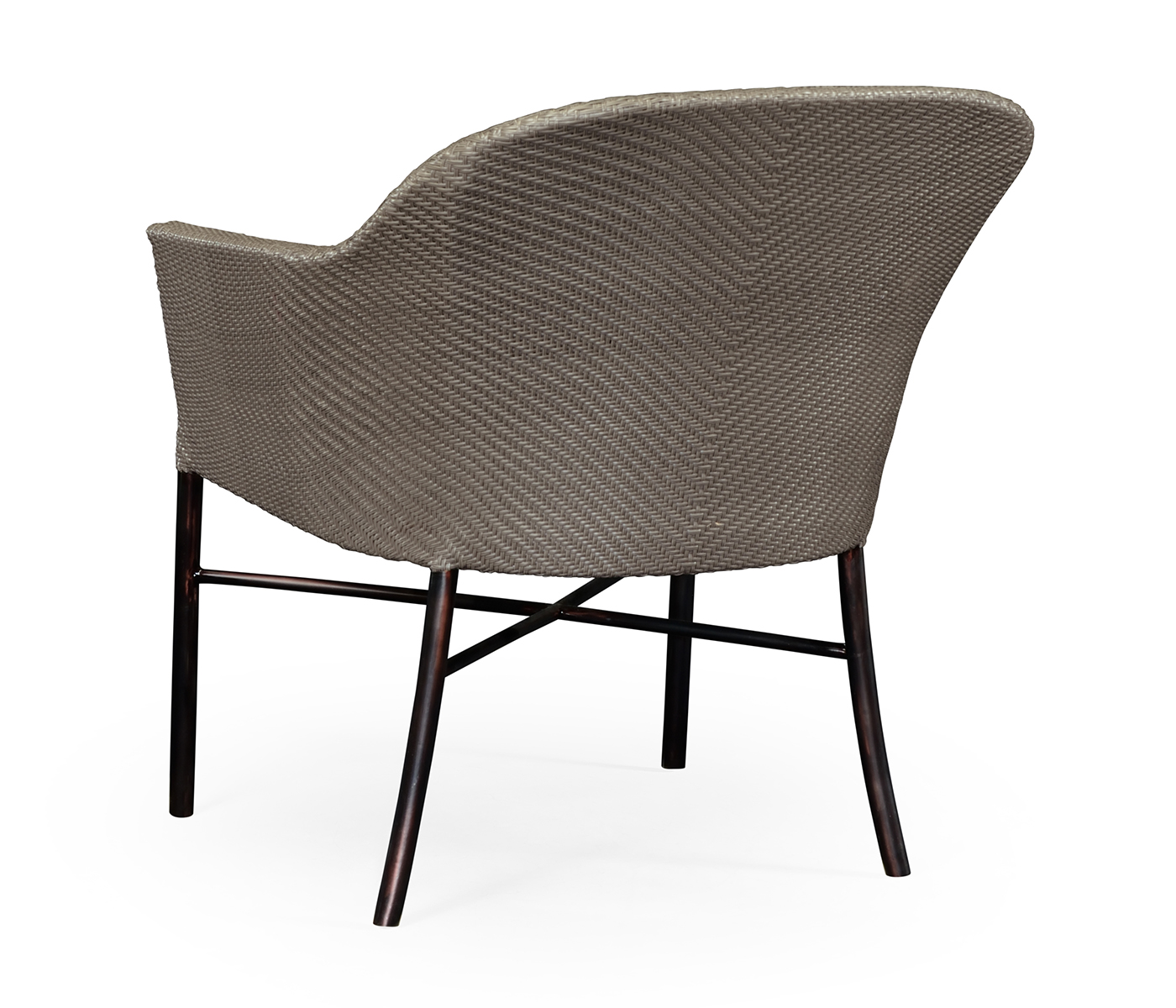 Rounded Back Mocha Steel & Dark Grey Rattan Dining Chair with Cushion