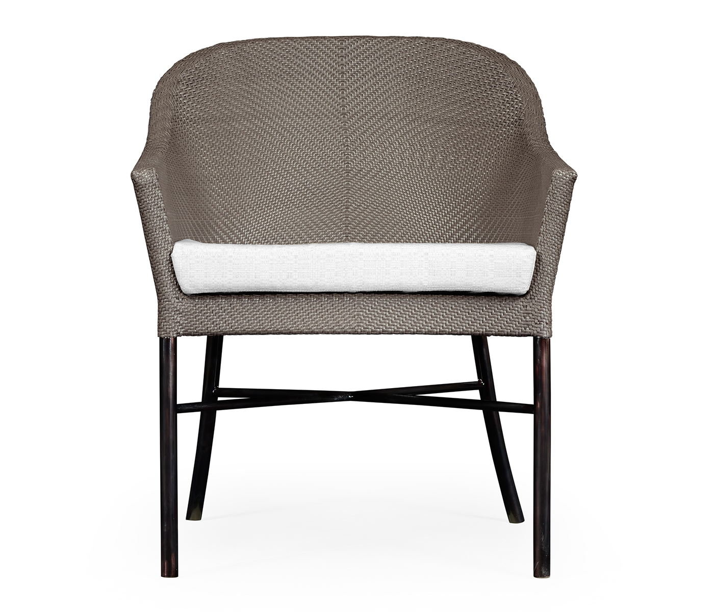 Rounded Back Mocha Steel & Dark Grey Rattan Dining Chair with Cushion