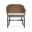 Rounded Back Mocha Steel & Tan Rattan Dining Chair with Cushion