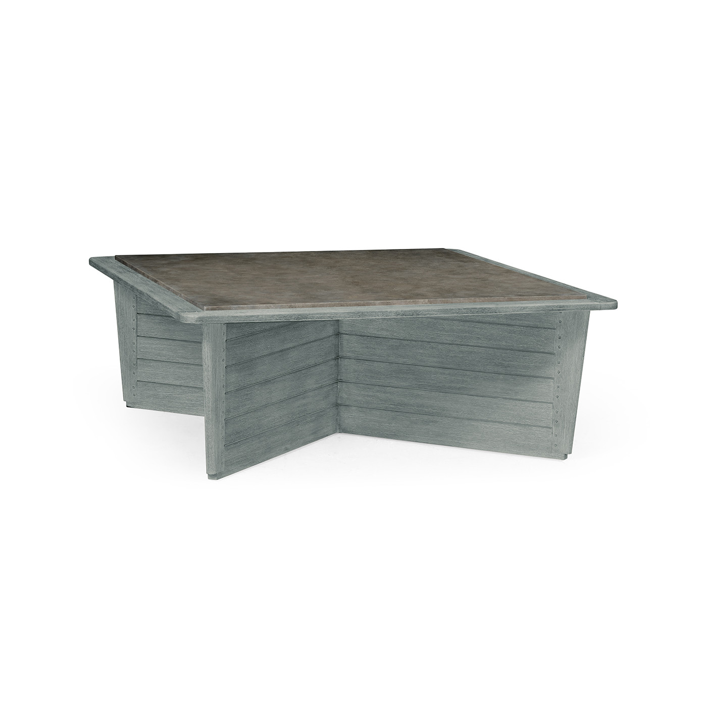 Square Cloudy Grey & Concrete Coffee Table with an X-Base