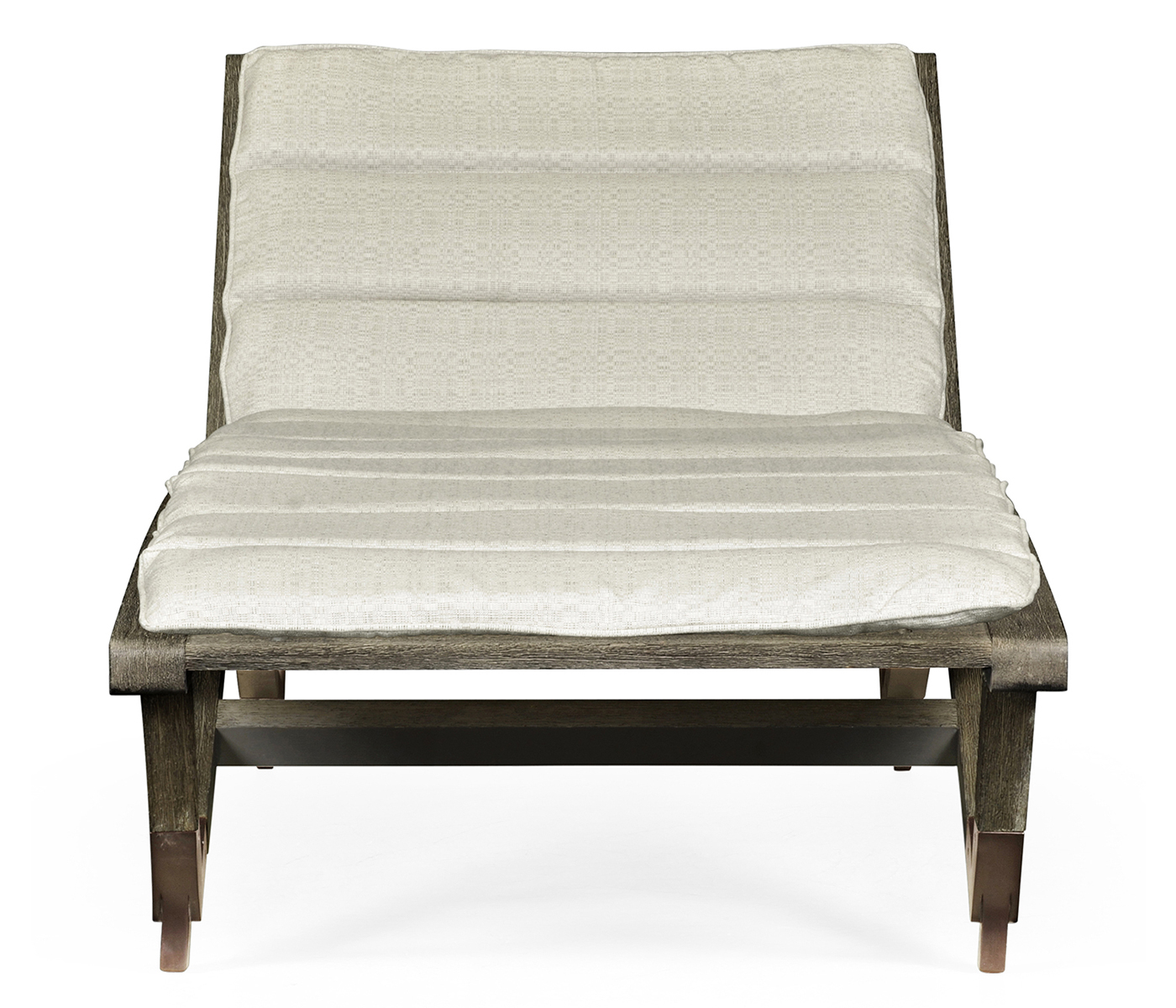 Grey Chaise Lounge on Wheels with a Retractable Drink Holder & Cushion