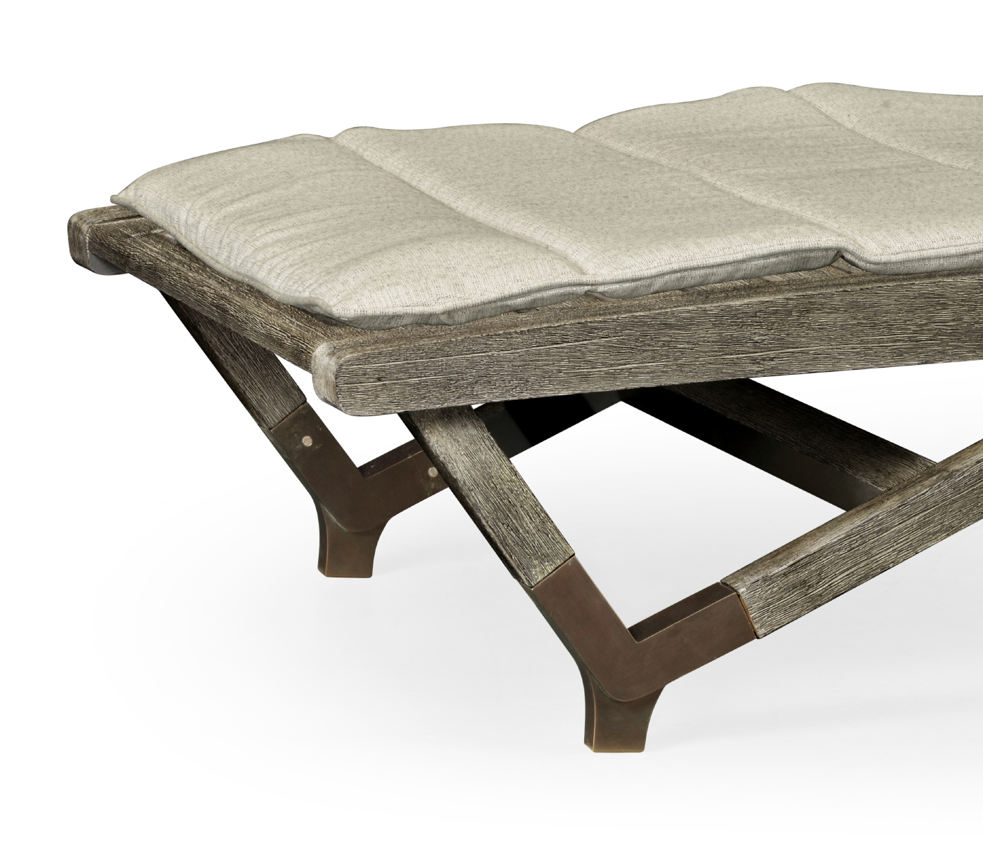 Grey Chaise Lounge on Wheels with a Retractable Drink Holder & Cushion