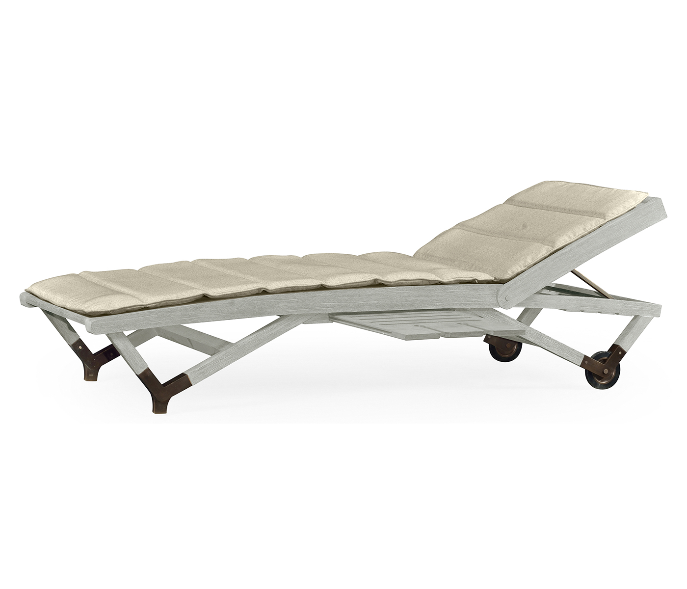 Cloudy Grey Chaise Lounge on Wheels with a Retractable Drink Holder & Cushion
