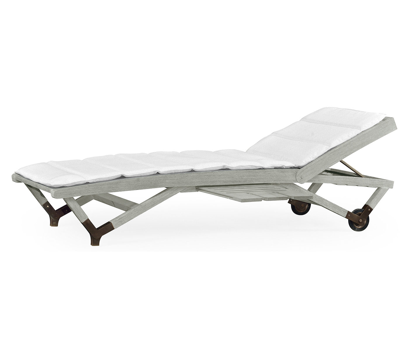 Cloudy Grey Chaise Lounge on Wheels with a Retractable Drink Holder & Cushion