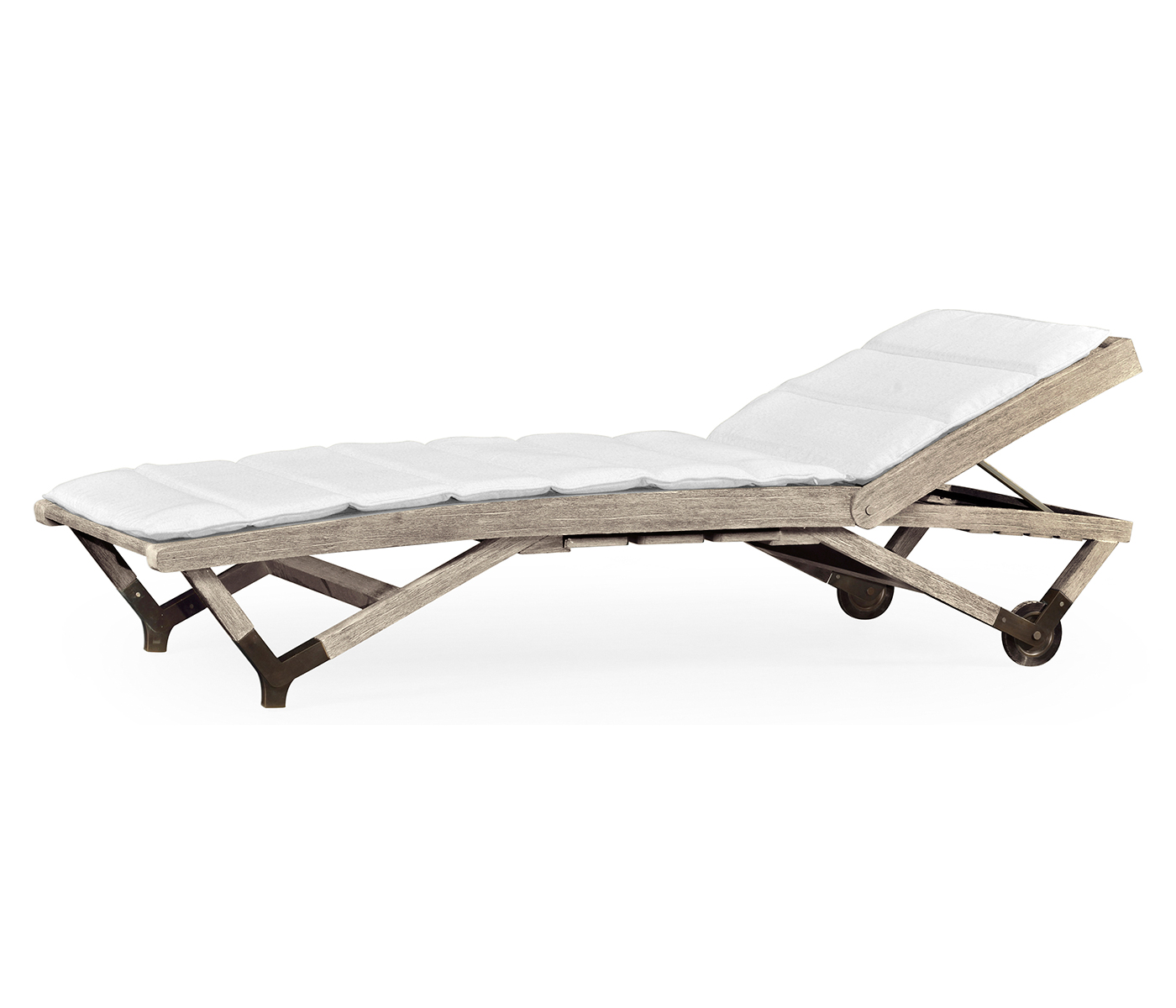Navajo Sand Chaise Lounge on Wheels with a Retractable Drink Holder & Cushion
