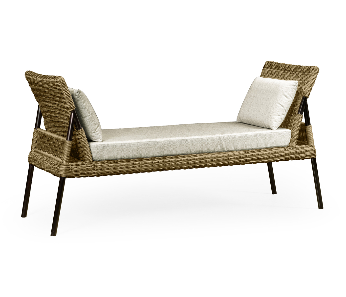 Light Natural Rattan Latt Bench with Cushion & Pillows