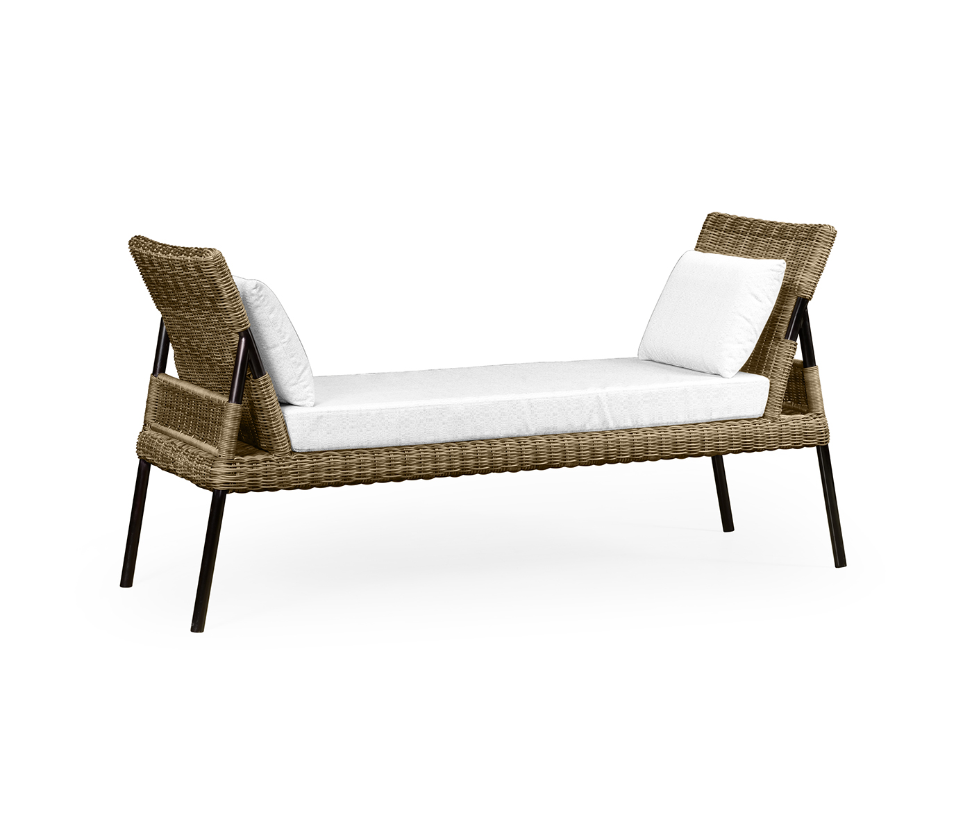 Light Natural Rattan Latt Bench with Cushion & Pillows
