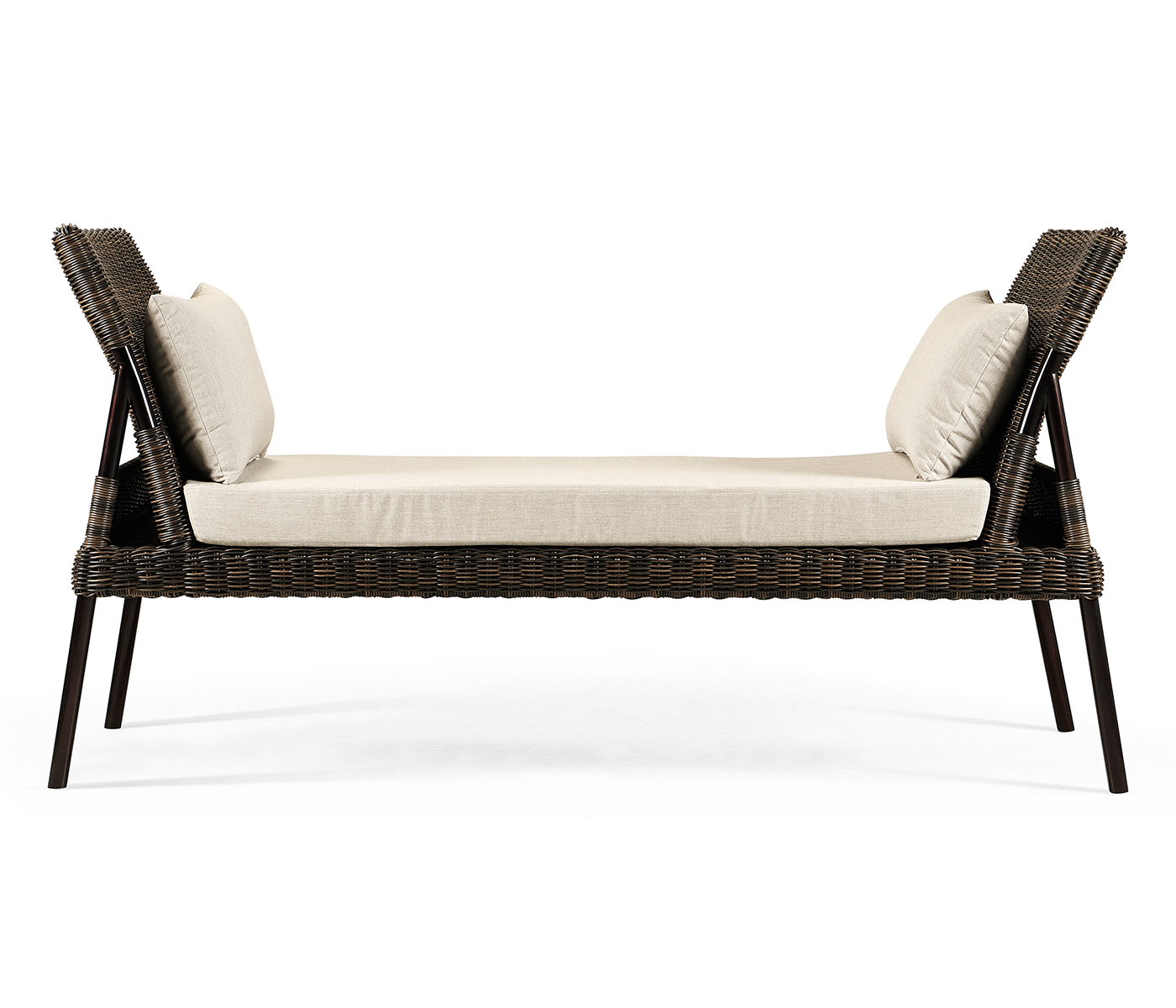 Rattan Latt Bench with Cushion & Pillows