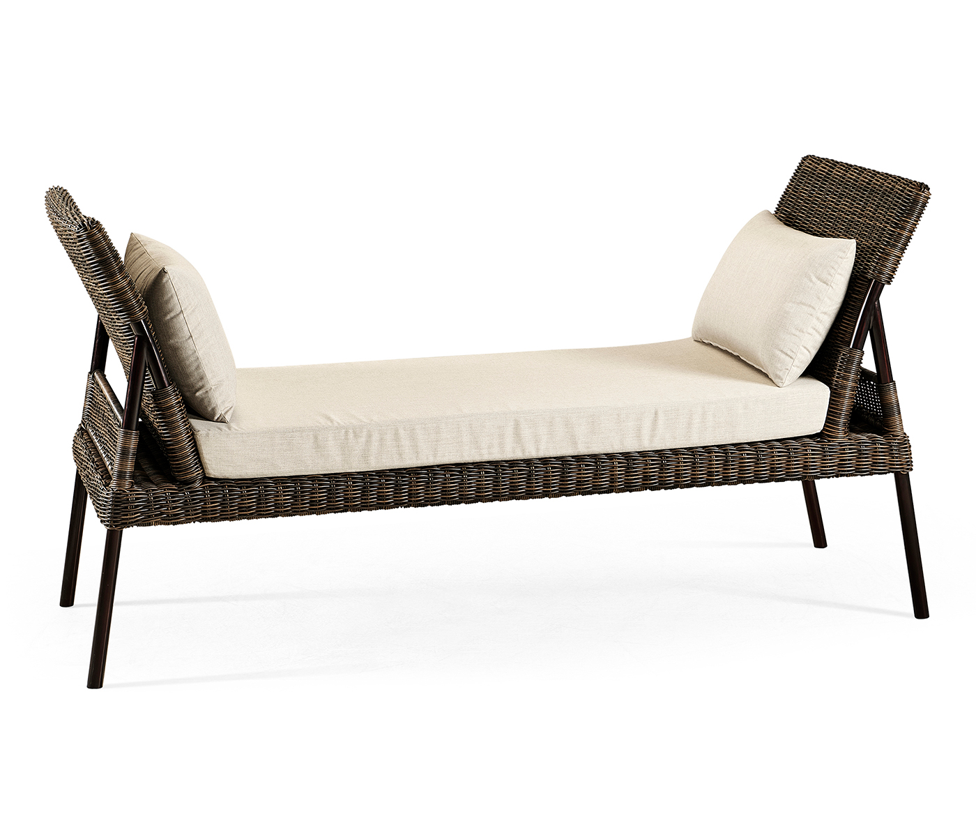 Rattan Latt Bench with Cushion & Pillows