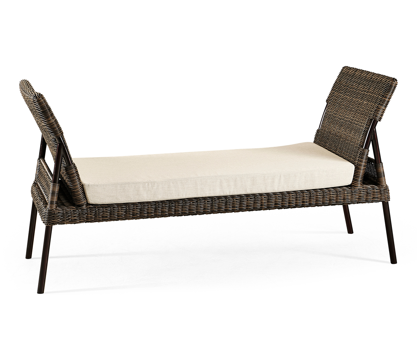 Rattan Latt Bench with Cushion & Pillows