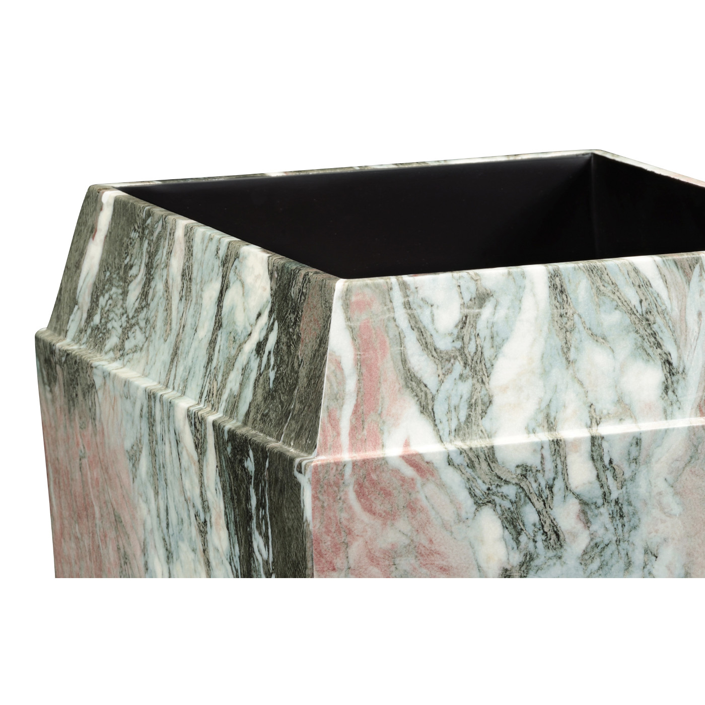 Large Square Faux Black & Grey Marble Planter