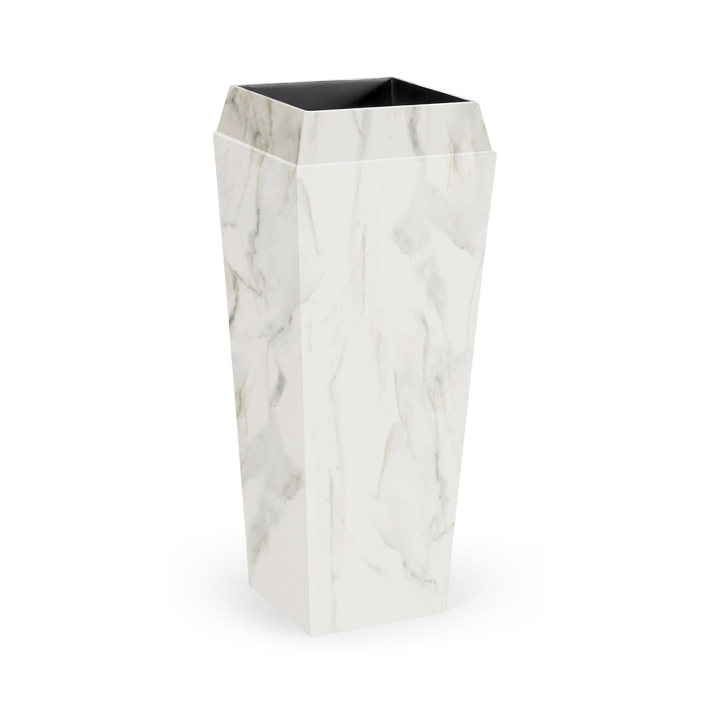 Large Square Faux White & Grey Marble Planter
