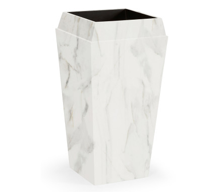 Medium Square Faux White & Grey Marble Planter