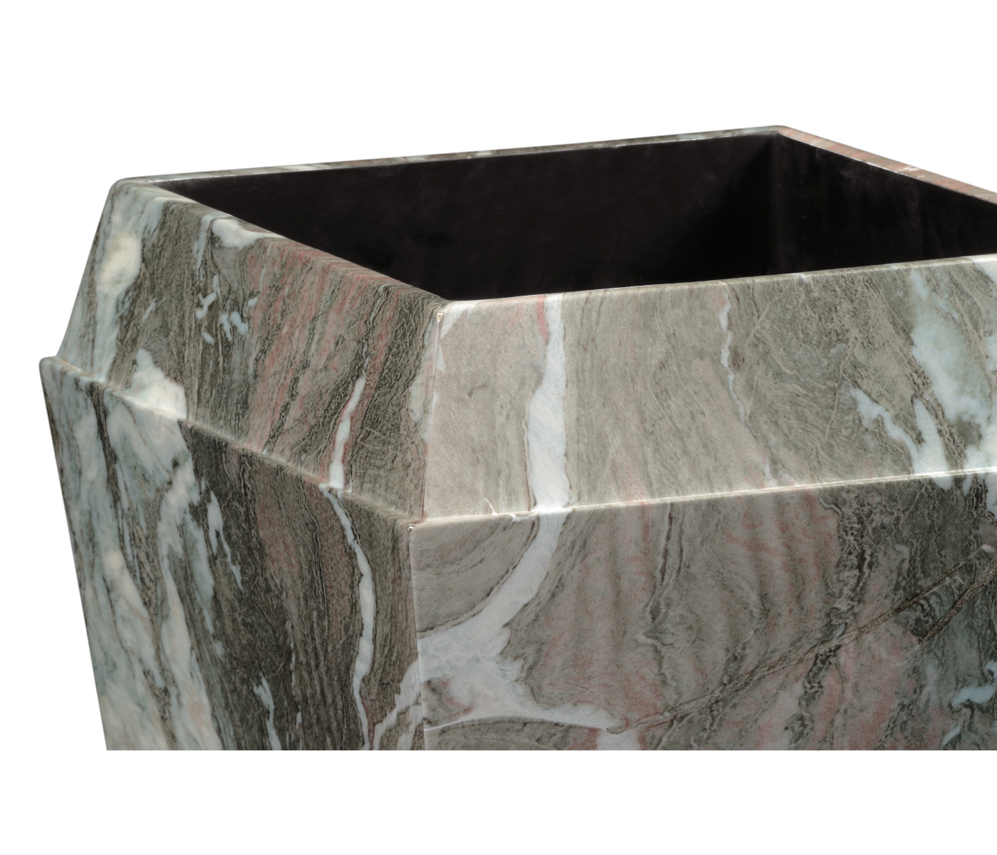 Small Square Faux Black & Grey Marble Planter