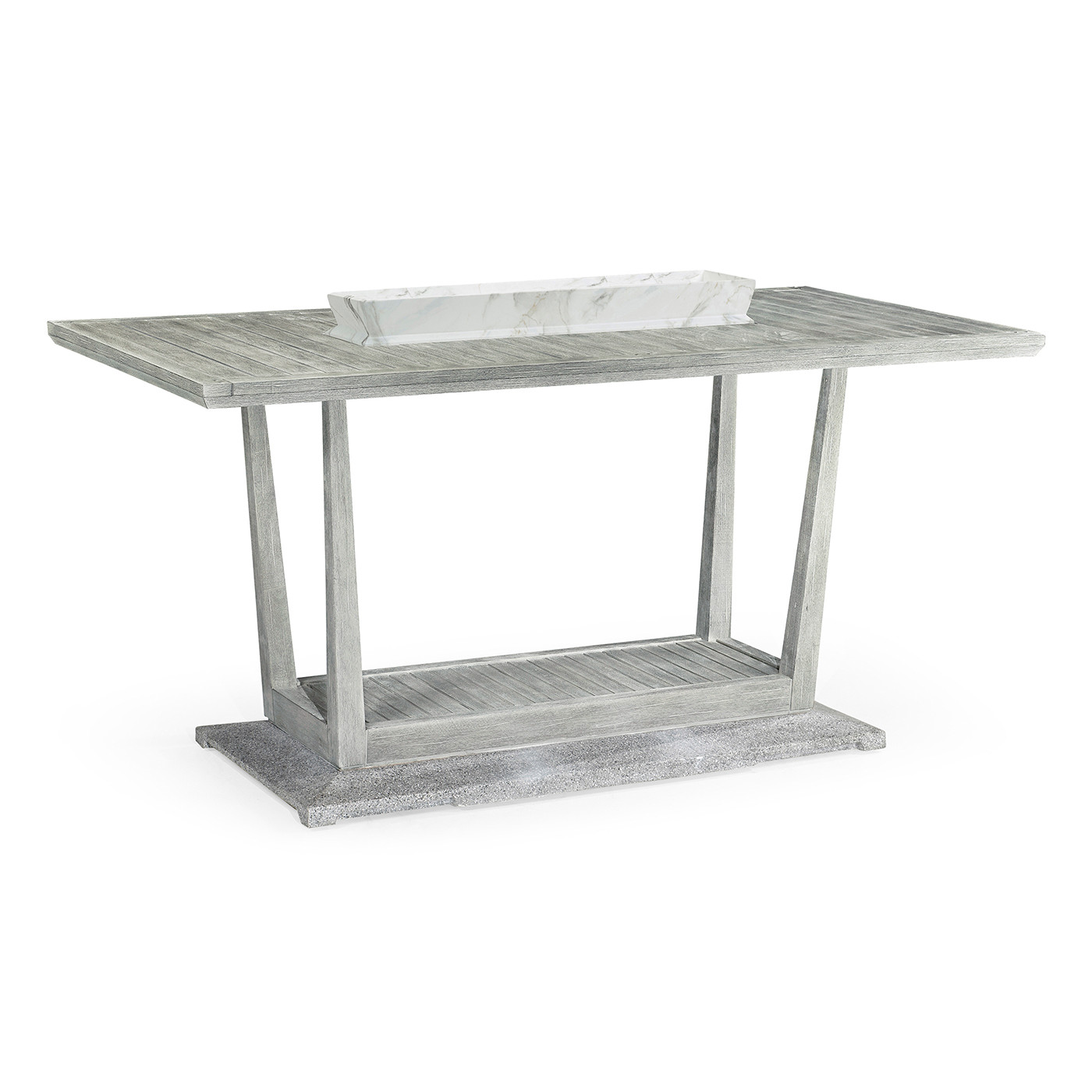 Rectangular Cloudy Grey Counter Table with Marble Tray in Centre 40