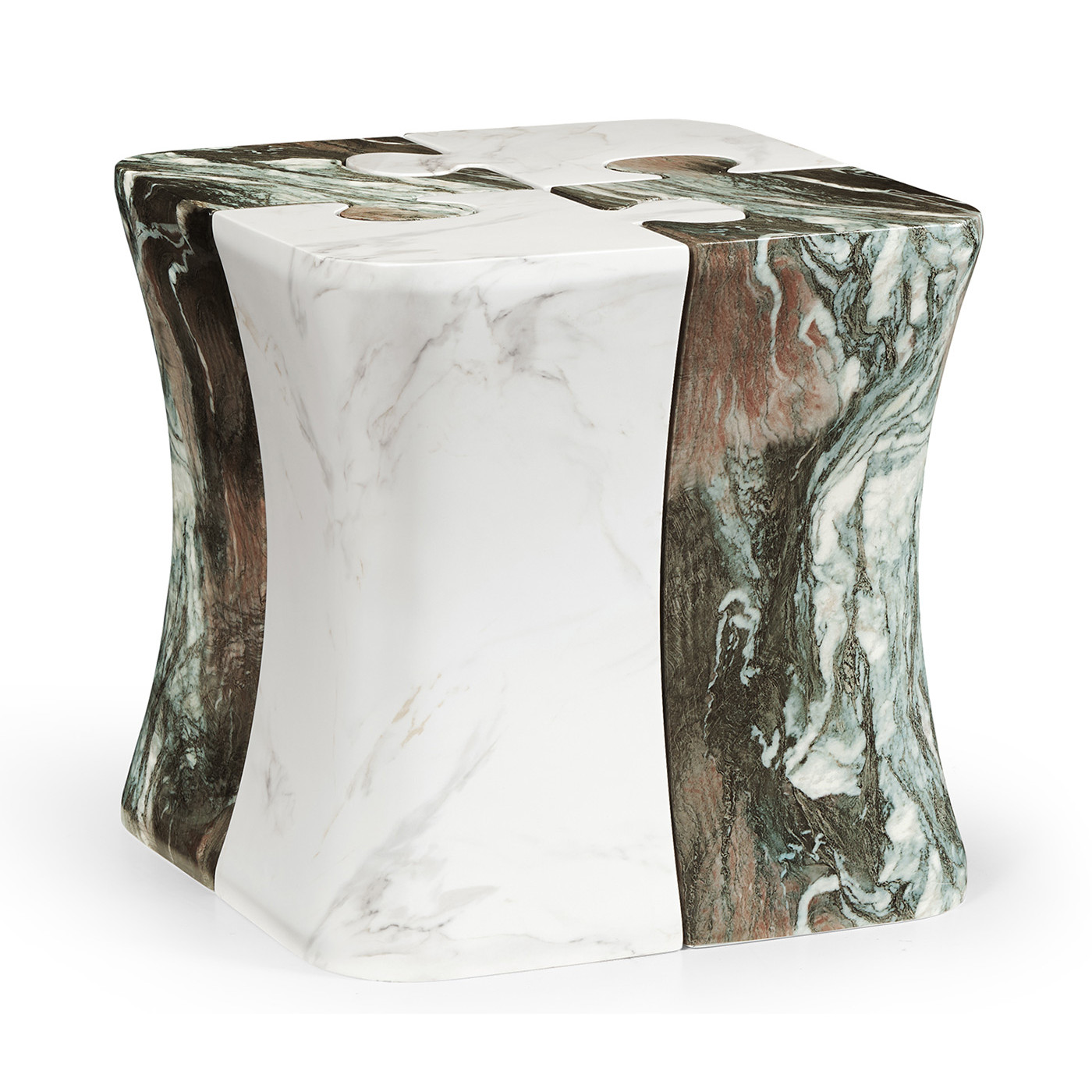 Faux Black & Grey Marble Puzzle Piece Side Table