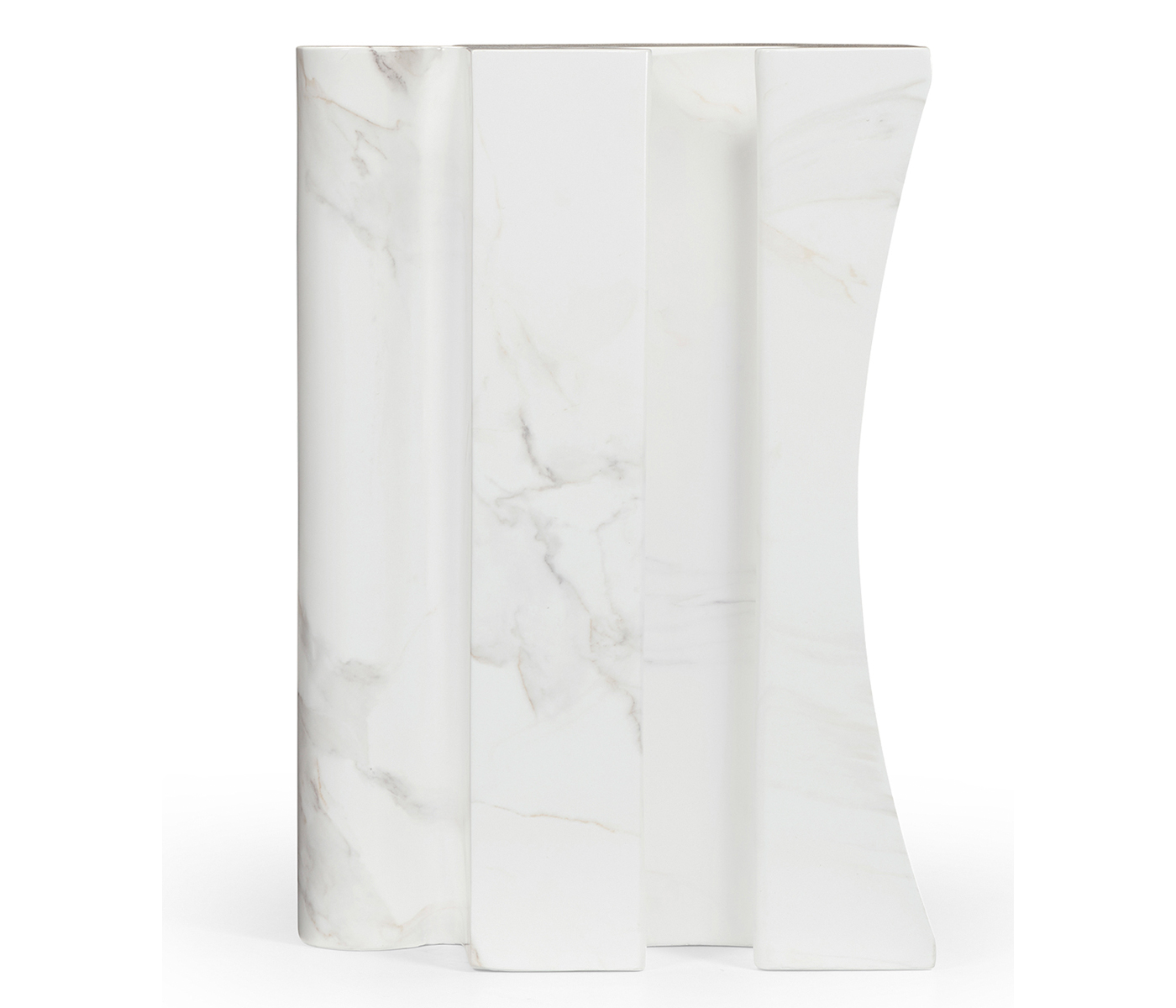 Faux White & Grey Marble Puzzle Piece Side Table