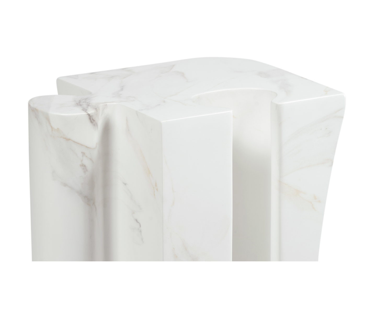 Faux White & Grey Marble Puzzle Piece Side Table