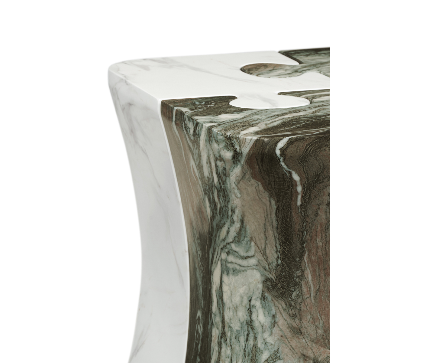 Faux White & Grey Marble Puzzle Piece Side Table