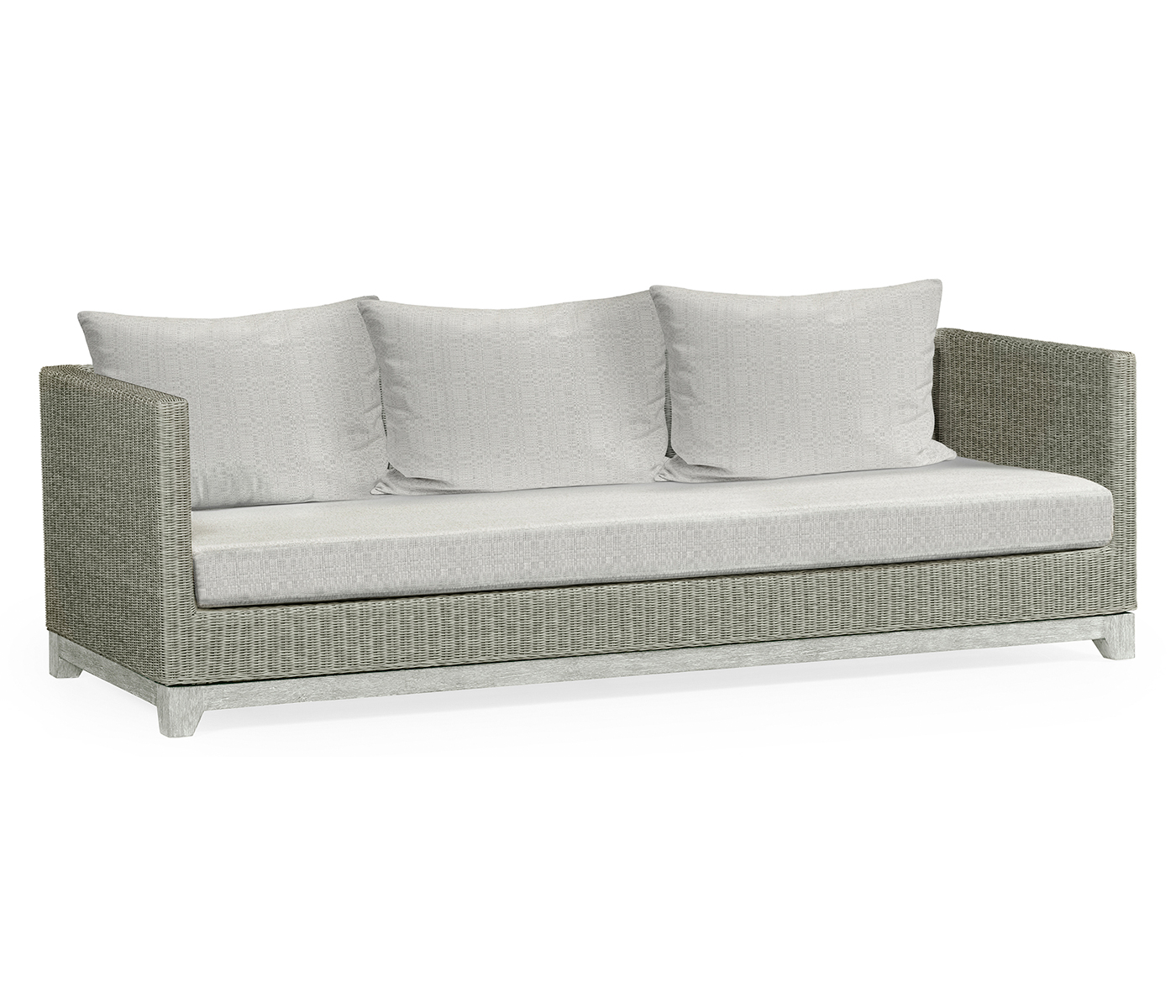 Cloudy Grey & Light Grey Rattan Three-Seat Sofa