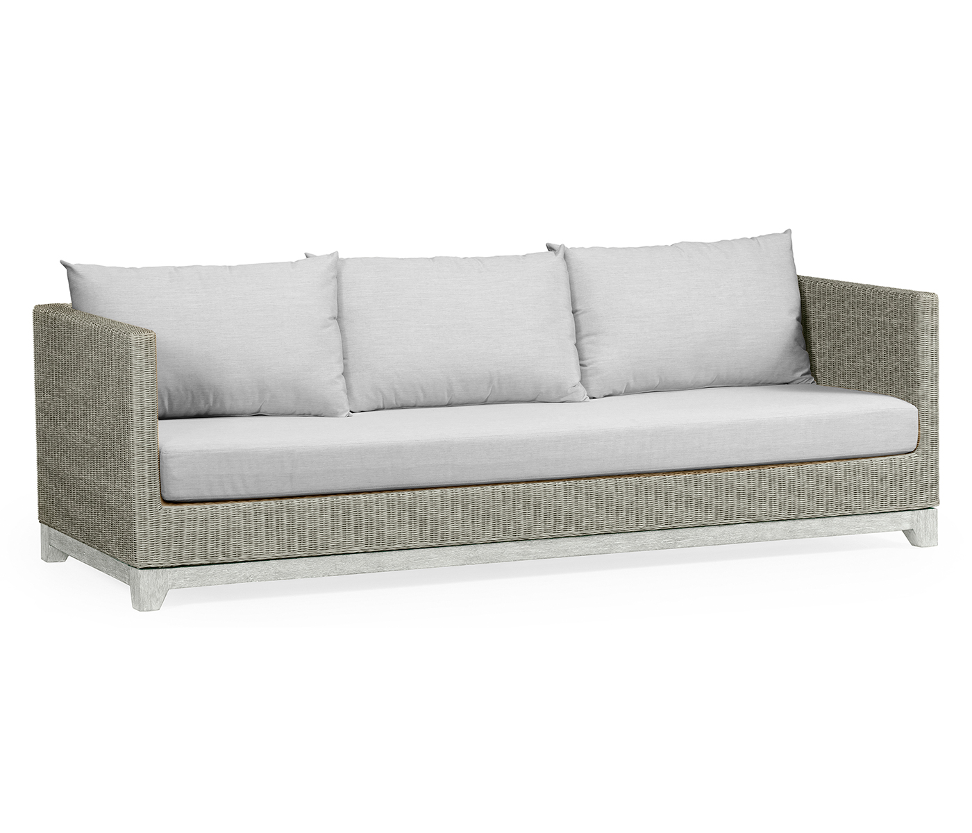 Cloudy Grey & Light Grey Rattan Three-Seat Sofa