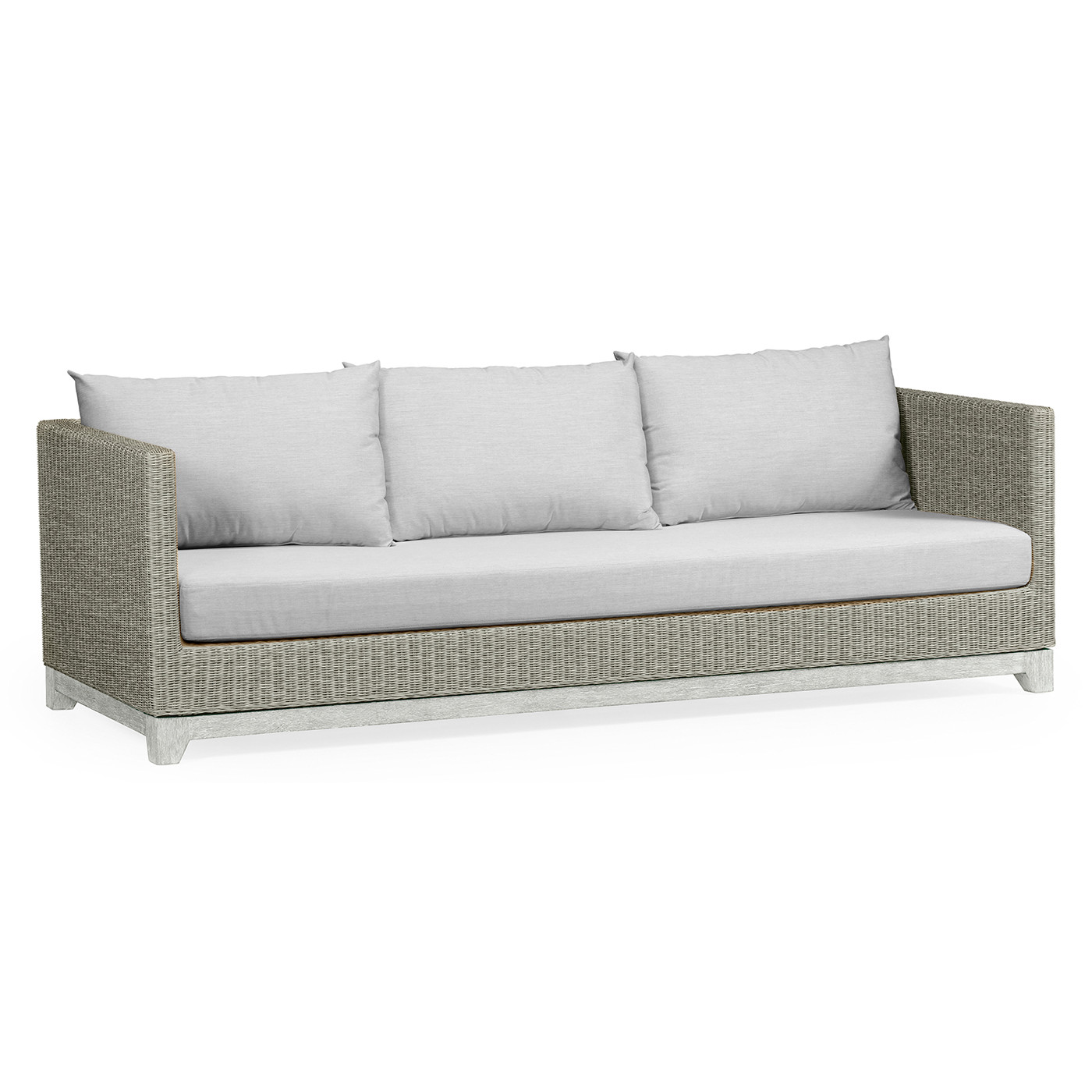 Cloudy Grey & Light Grey Rattan Three-Seat Sofa