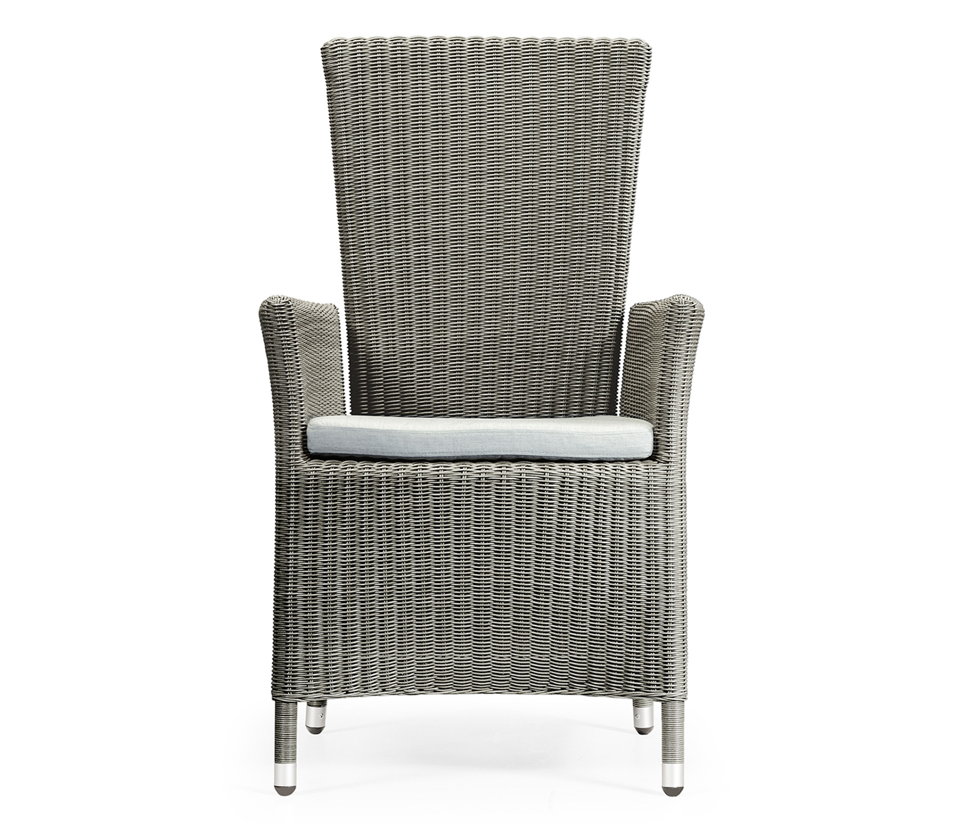 Grey Wicker Rattan Dining Chair with Reclining Back