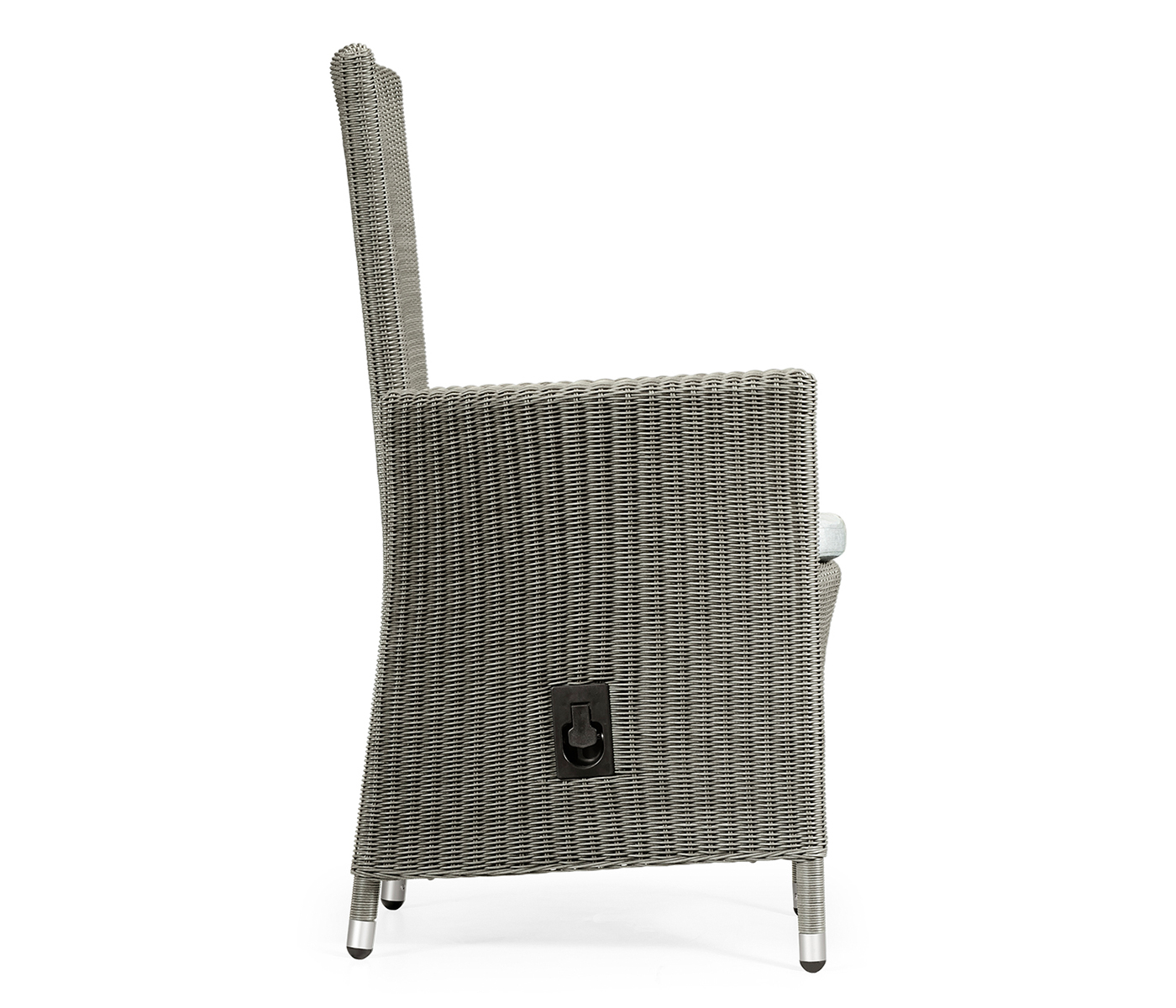 Grey Wicker Rattan Dining Chair with Reclining Back