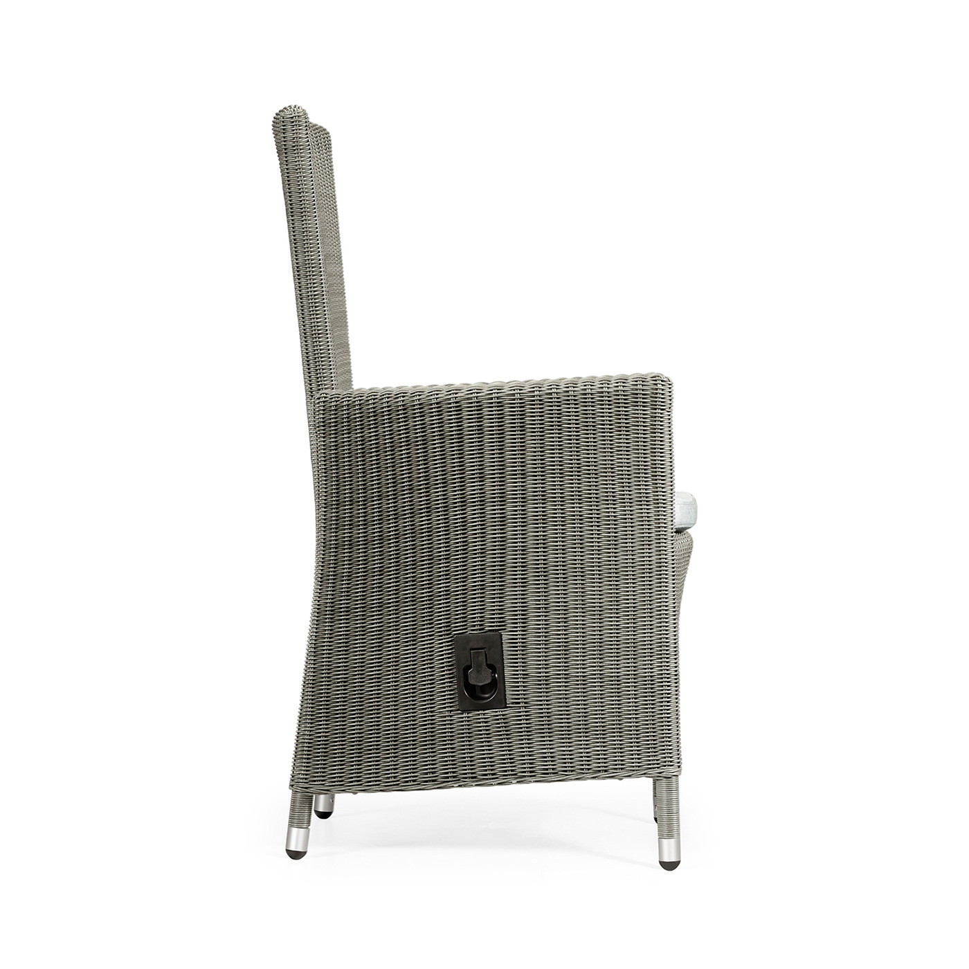 Grey Wicker Rattan Dining Chair with Reclining Back