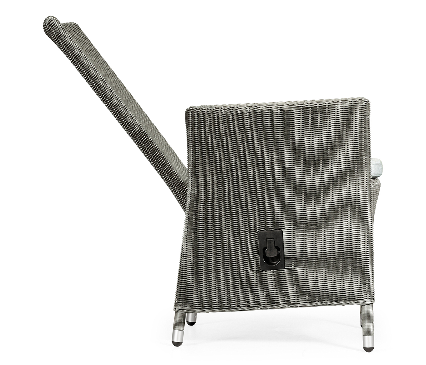 Grey Wicker Rattan Dining Chair with Reclining Back