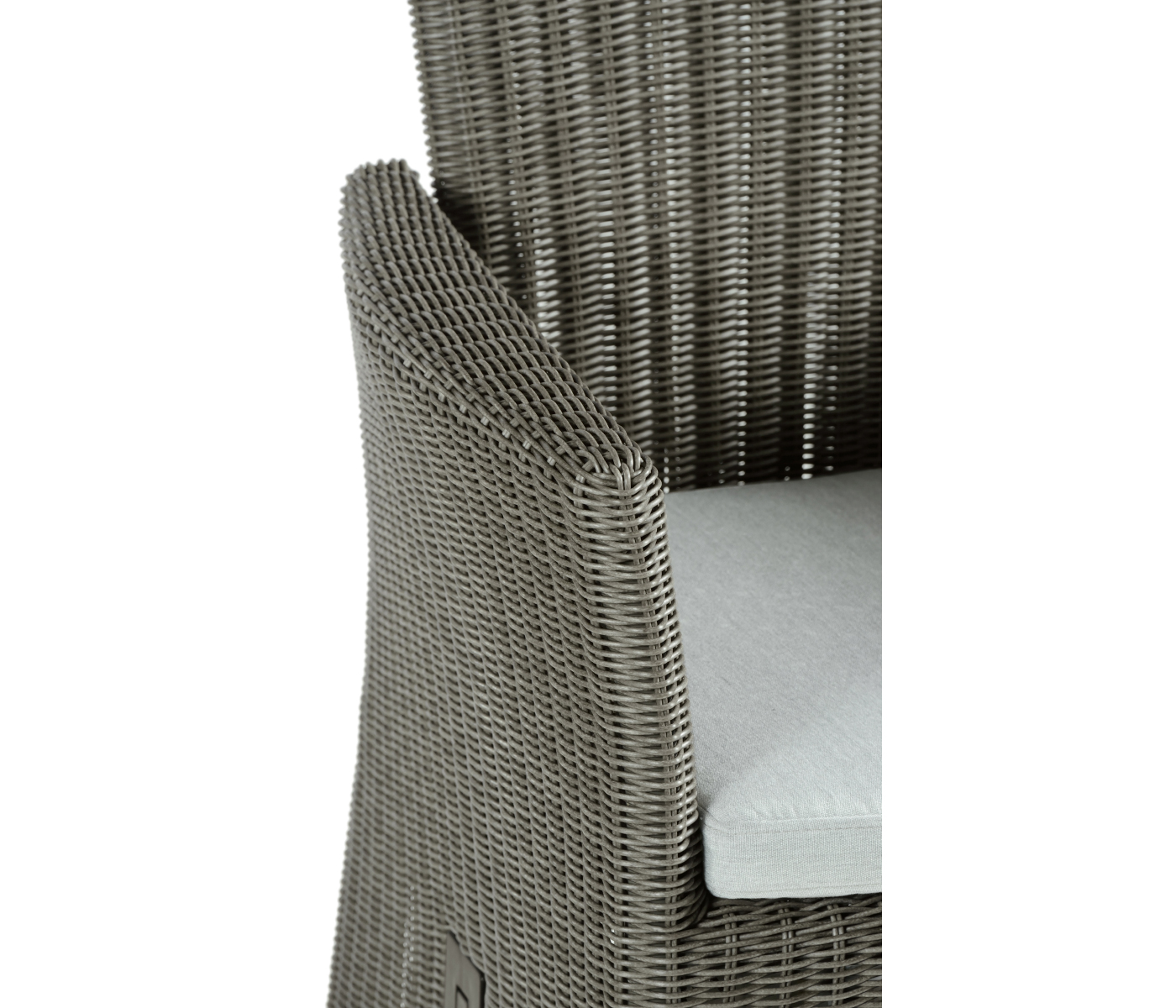Grey Wicker Rattan Dining Chair with Reclining Back