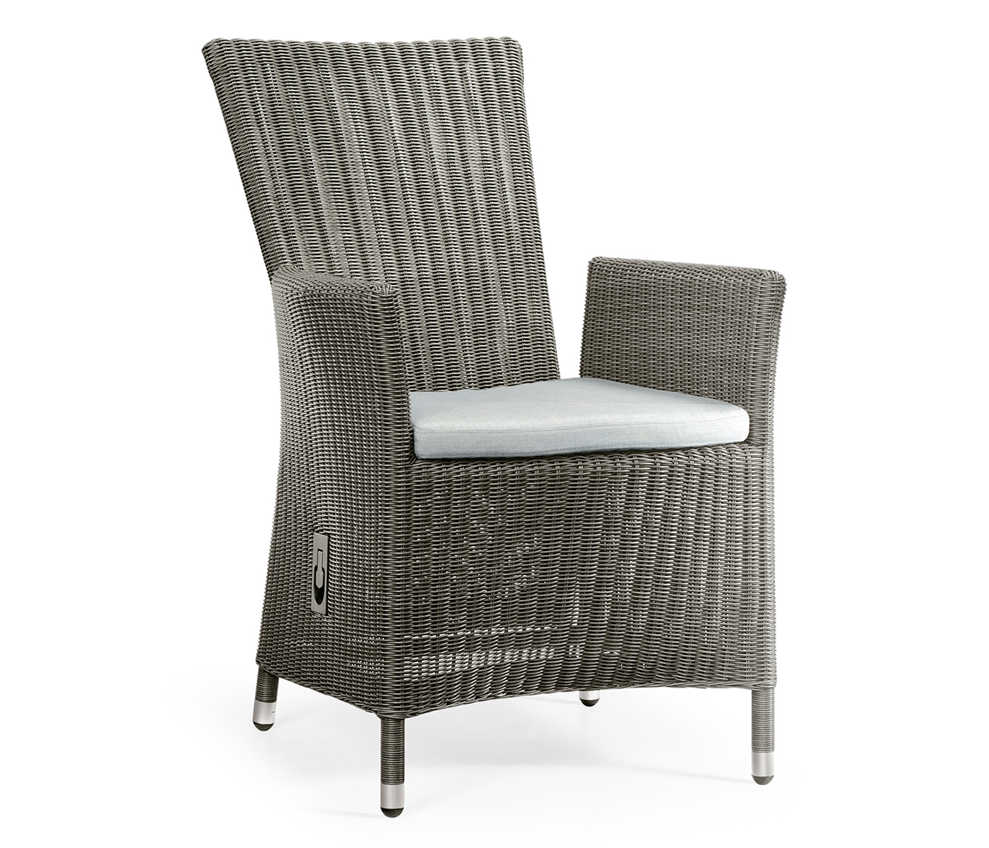 Grey Wicker Rattan Dining Chair with Reclining Back