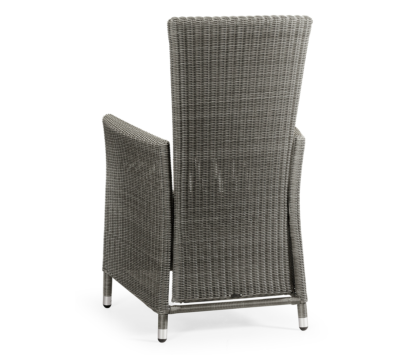 Grey Wicker Rattan Dining Chair with Reclining Back
