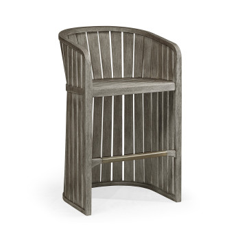 Slatted Grey Tub Bar Stool