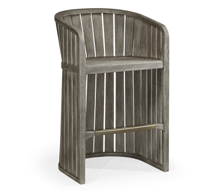 Slatted Grey Tub Bar Stool
